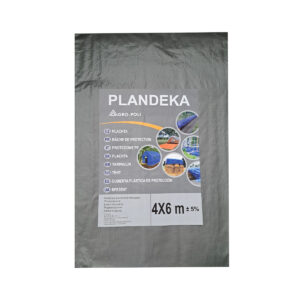 Plandeka 4x6m srebrna, wodoodporna z metalowymi oczkami montazowymi