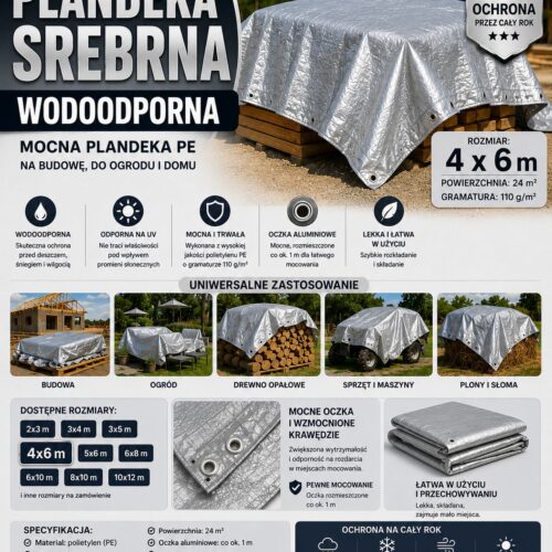 PLANDEKA 4x6m SREBRNA 110g/m2