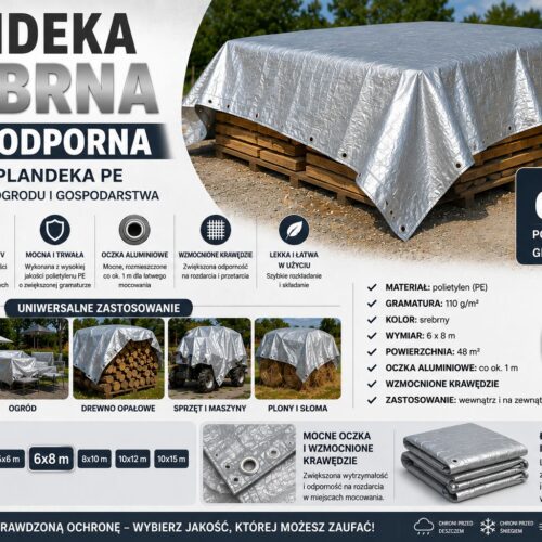 PLANDEKA 6x8m SREBRNA 110g/m2
