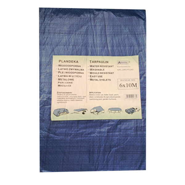 Plandeka 6x10 niebieska Plandeka 6x10 niebieska z metalowymi oczkami mocującymi