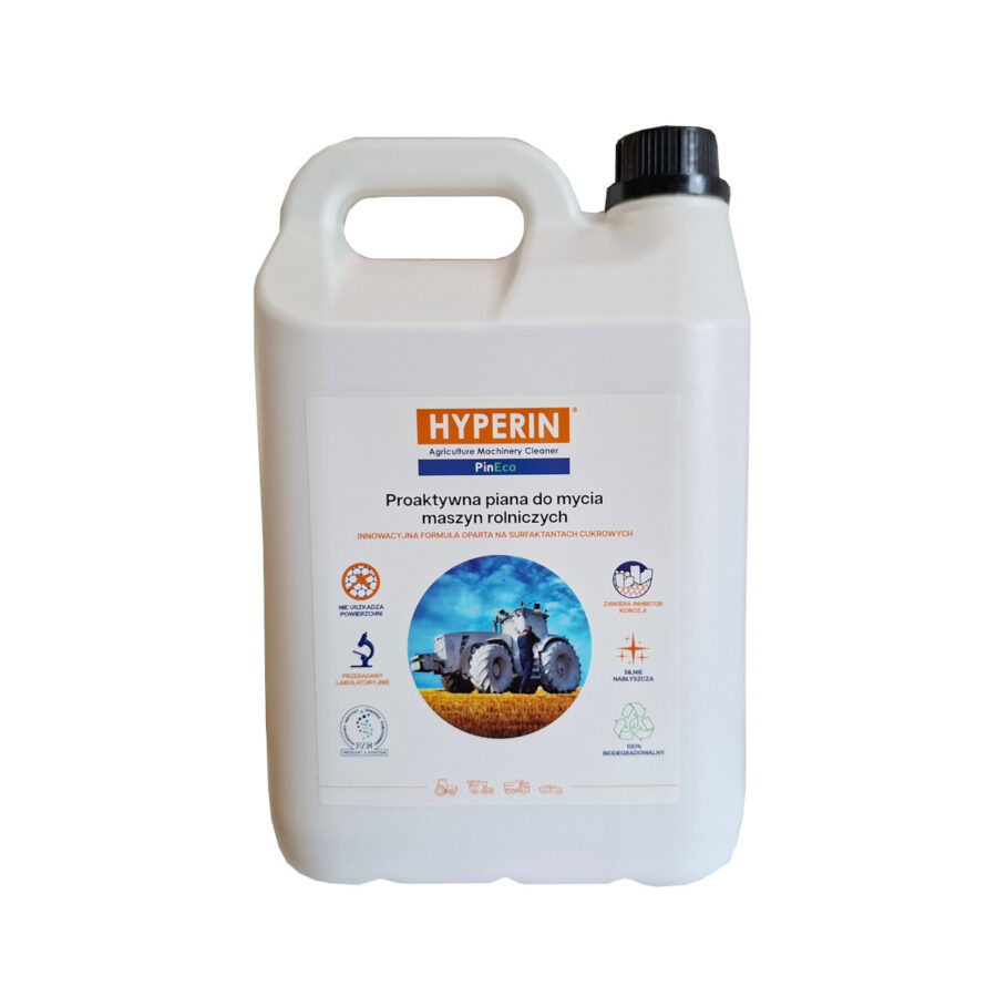 Hyperin Pin Eco 5kg HYPERIN PIN ECO – ekologiczna piana aktywna do mycia maszyn rolniczych, biodegradowalny środek czyszczący