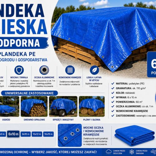 PLANDEKA 6x10m NIEBIESKA