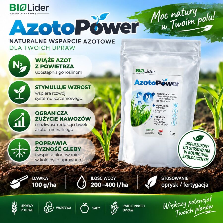 Azotopower 1kg Biogen AzotoPower 1 kg Biogen Aktywne bakterie,Wiąże azot z powietrza