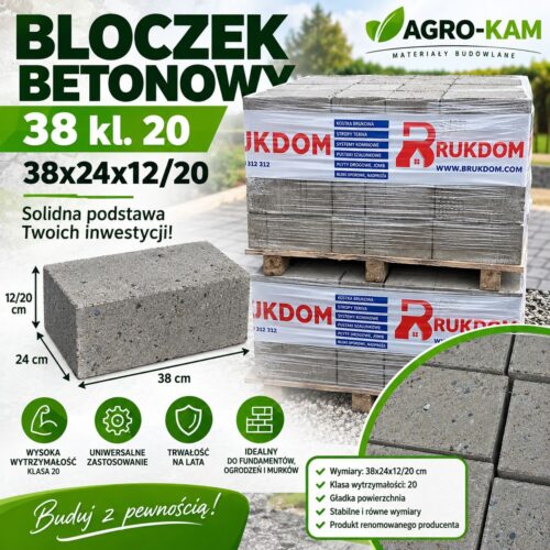 BLOCZEK BETONOWY 38 kl. 20 38x24x12/20
