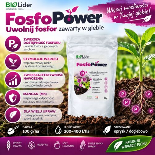 Fosfopower 1kg Biogen FosfoPower 1 KG Biogen UWOLNIJ FOSFOR Z GLEBY I WYKORZYSTAJ JEGO POTENCJAŁ