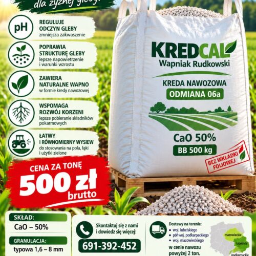 Kredkal 500kg KREDCAL Wapniak Rudkowski - kreda nawozowa BB500kg
