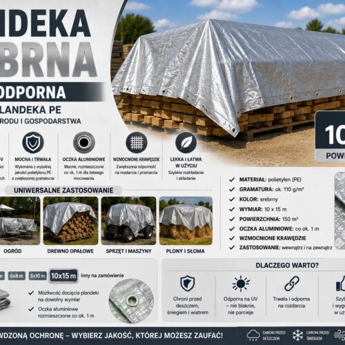 PLANDEKA 10x15m 110g/m2 /SREBRNA/
