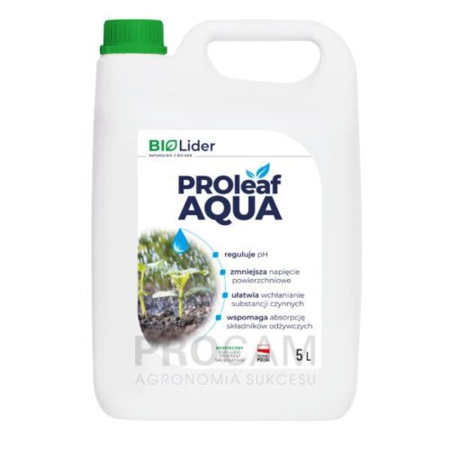 PROLEAF AQUA 5L  Płynny nawóz fosforowy (Obniżenie twardości wody,Redukcja pH cieczy użytkowej,Ograniczenie napięcia powierzchniowego cieczy użytkowej)