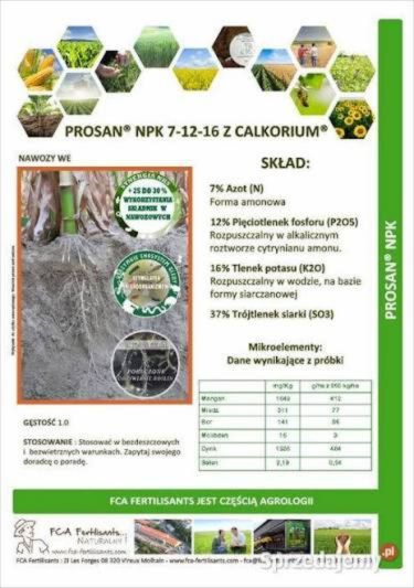Prosan 7-12-16 ulotka PROSAN NPK 7-12-16 z Calkorium 600kg BB