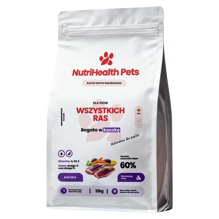 Kaczka 12kg Karma dla psa z kaczką 12kg NutriHealth Pets