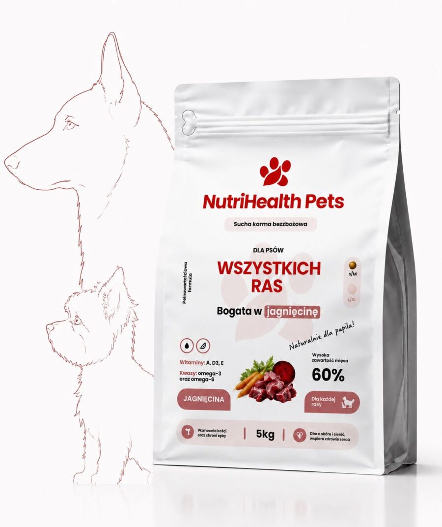 Karma jagnięcina 5kg Karma dla psa z jagnięcina 12kg NutriHealth Pets