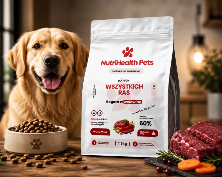 Karma wołowina 1,5kg Karma dla psa z wołowiną 1.5kg Nutrihealth Pets