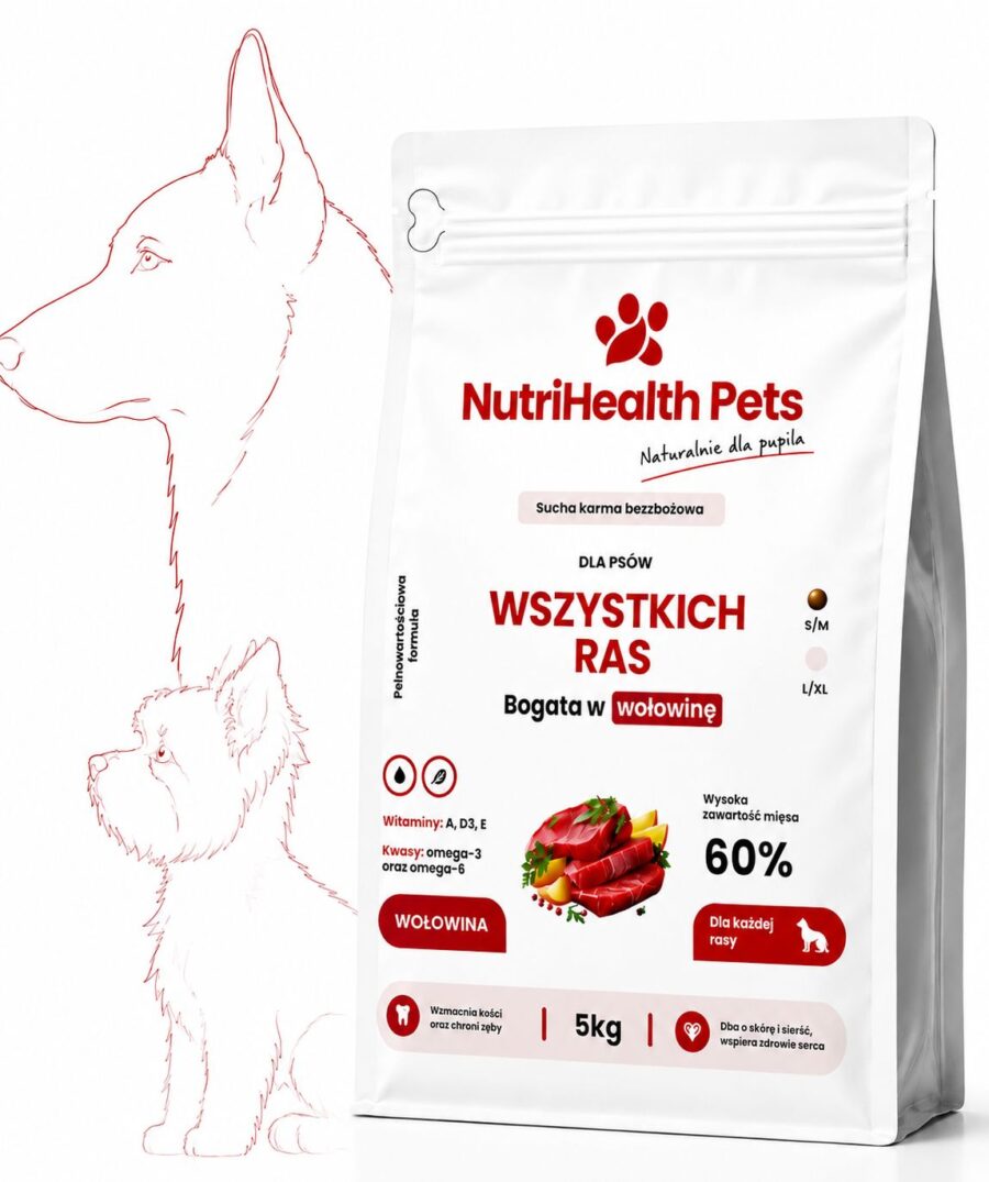 Karma wołowina 5kg Karma dla psa z wołowiną 1.5kg Nutrihealth Pets