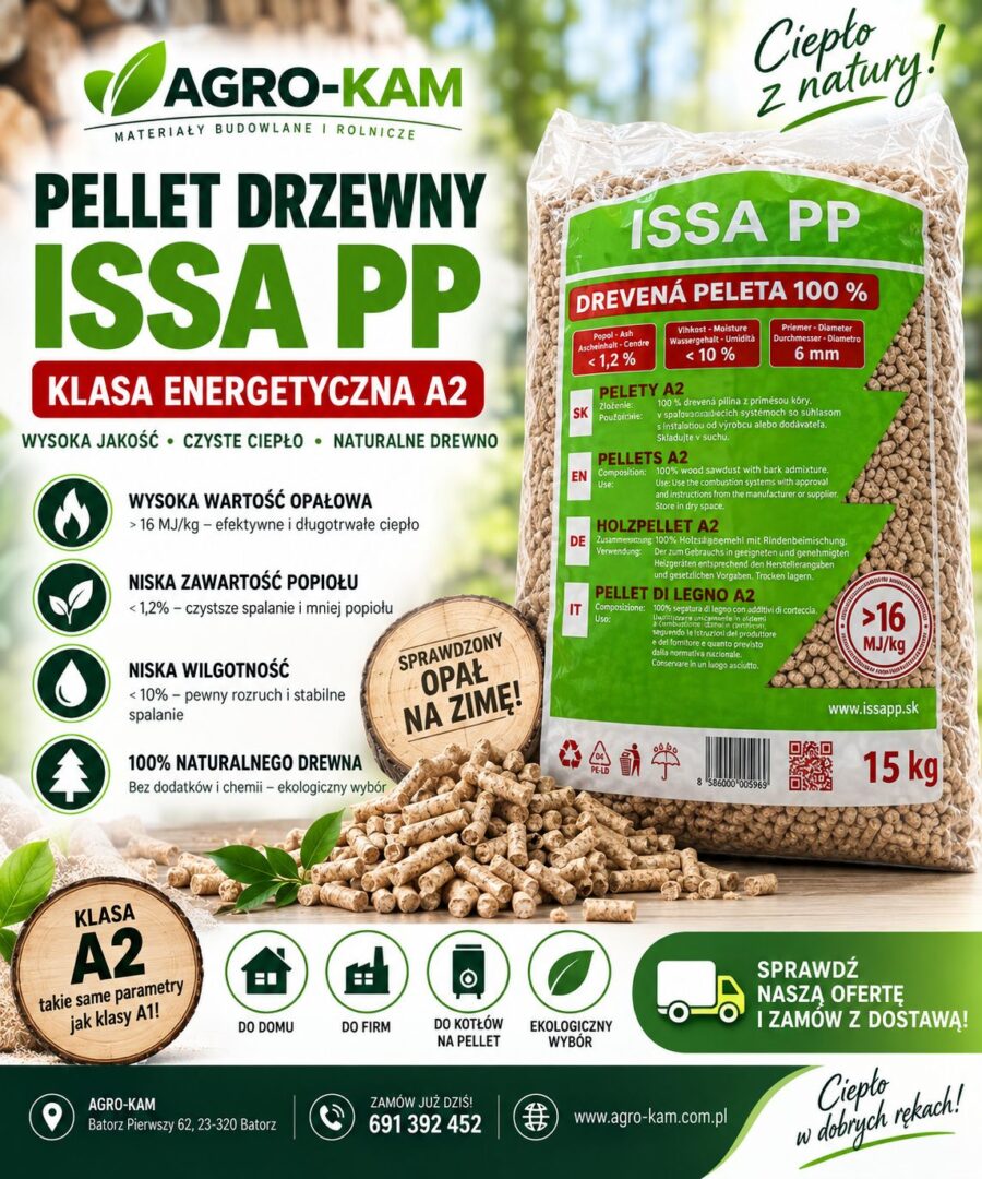 PELLET DRZEWNY 15KG-klasa energetyczna A2